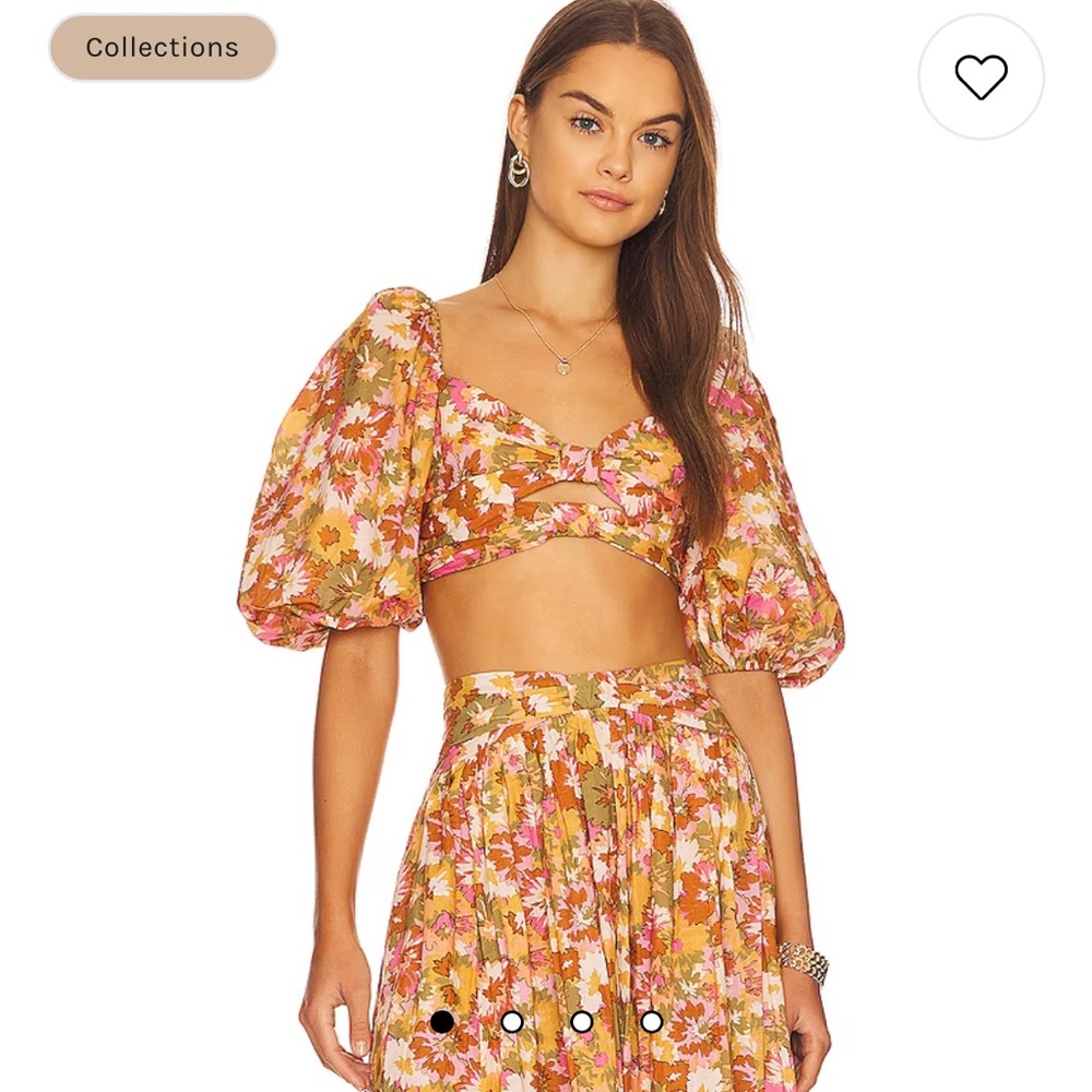 Zimmerman twist front bodice in khaki multi floral  crop top size 10 NWT